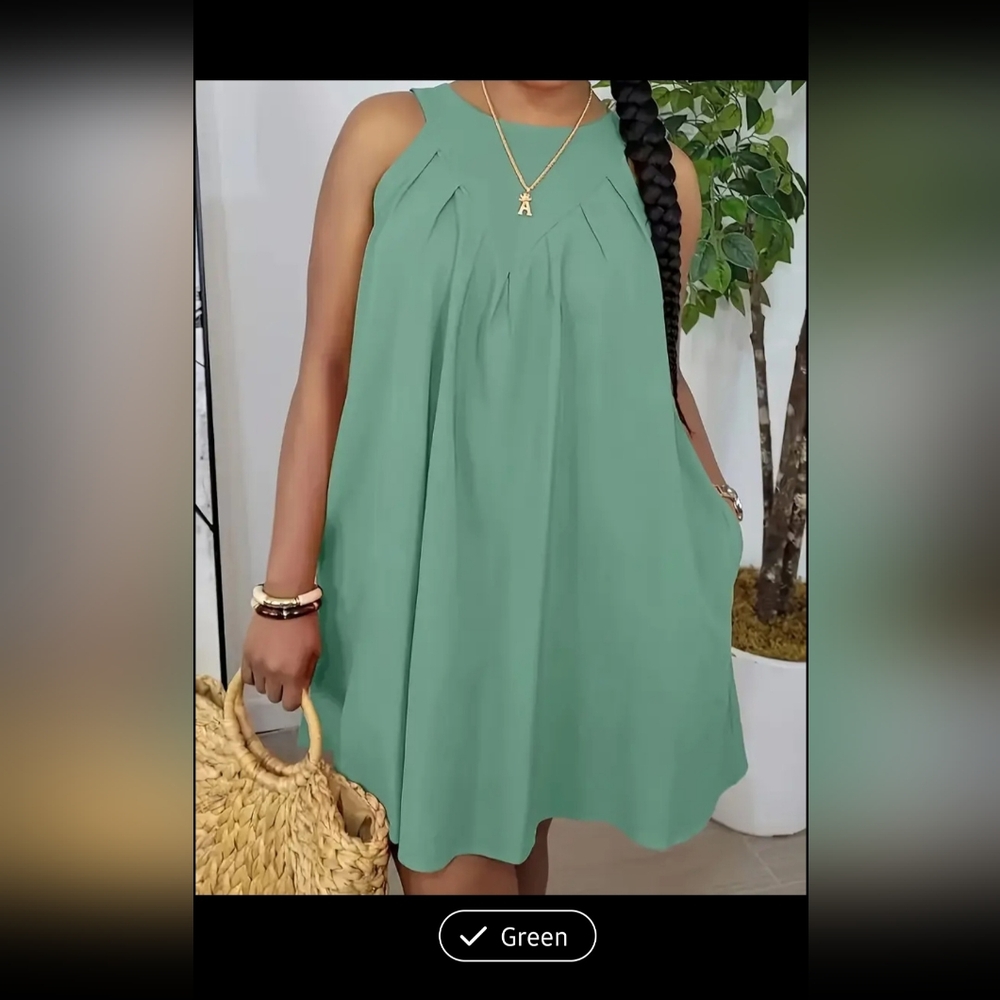 Green Sleeveless Loose Fit Dress Size Sml 4-6  Brand New Without Tag